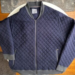 Bonobos Men’s Quilted Bomber Jacket Men’s Size XXL Slim Fit Navy Full Zip